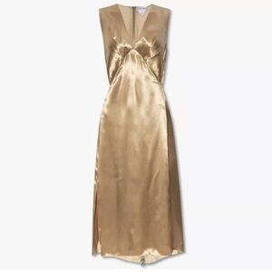 Bottega Veneta Fluid Satin  Beige MIDI Dress